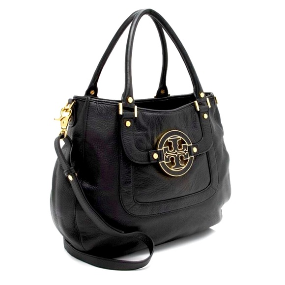Tory Burch Handbags - Tory Burch PRISTINE Amanda large Black Satchel w/adjustable crossbody~💯 Leather